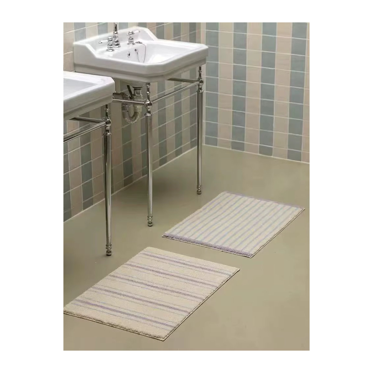 VIKAMA Saugfähige und rutschfeste Fußmatte für Badezimmer und Schlafzimmer, mehrfarbig, rechteckig - Bild 2