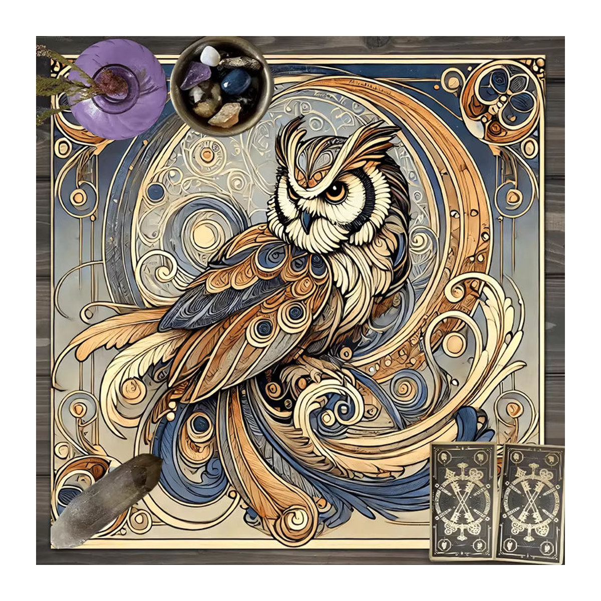 VIKAMA Schreibtischunterlage mit Eulen-Motiv und Sternmuster in Mehrfarbig, Bohemian Design - Bild 1