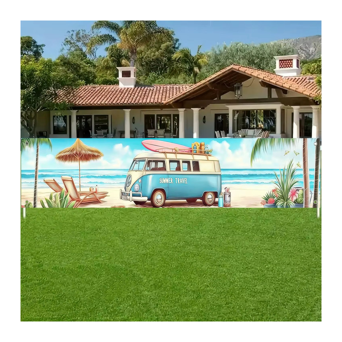 VIKAMA Sommer-Banner mit hawaiianischem Thema für deine Strandparty, mehrfarbig, B/H: 180 x 35 cm - Bild 2