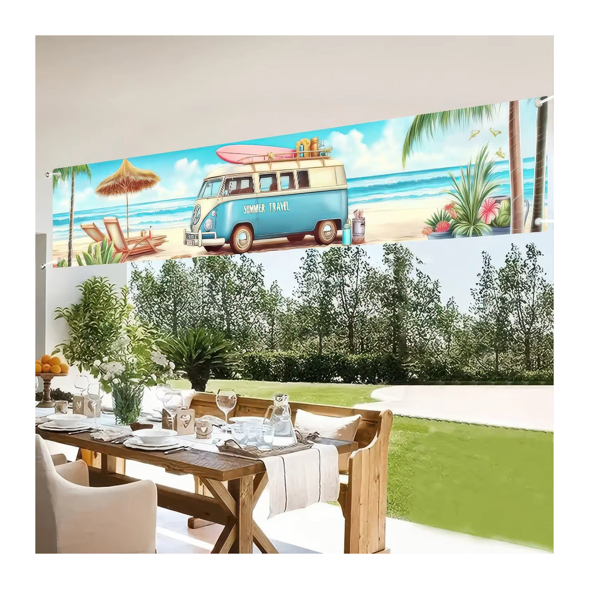 VIKAMA Sommer-Banner mit hawaiianischem Thema für deine Strandparty, mehrfarbig, B/H: 180 x 35 cm - Bild 3
