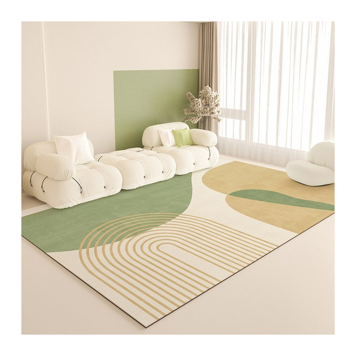VIKAMA Sommer Teppich für Wohnzimmer und Schlafzimmer, mehrfarbig, rutschfeste Bodenmatte - Bild 1