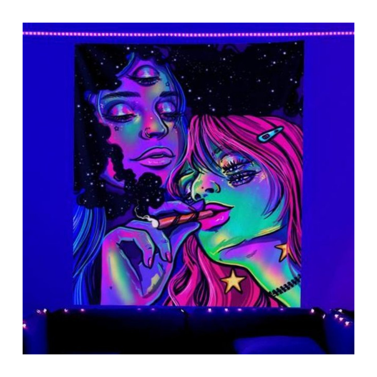 VIKAMA Starry Spirit Böhmischer Wandteppich in Mehrfarbig, abstrakter Wandbehang für Schlafzimmer und Wohnzimmer, B/H: 60 x 40 cm - Bild 1