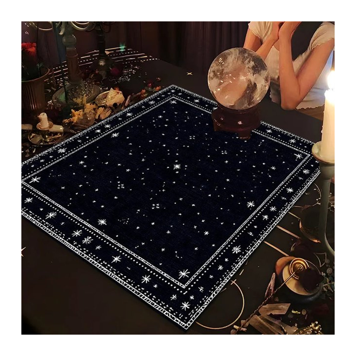 VIKAMA Sternenhimmel Tarot-Tischdecke in Blau für Wahrsagerei und Meditation - Bild 1