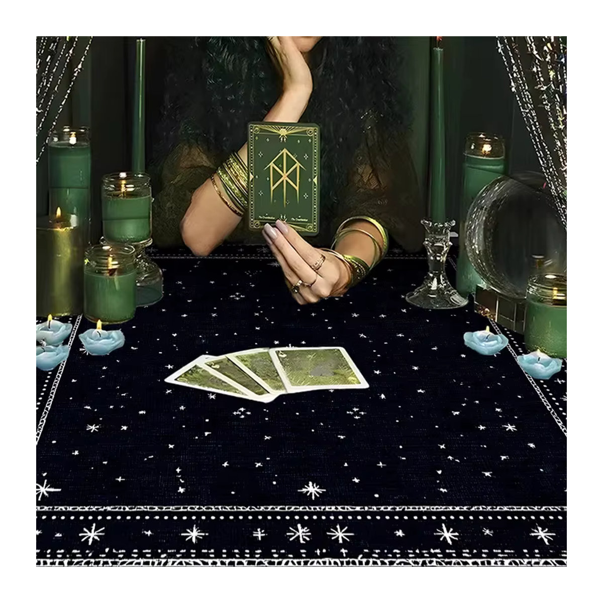 VIKAMA Sternenhimmel Tarot-Tischdecke in Blau für Wahrsagerei und Meditation - Bild 4