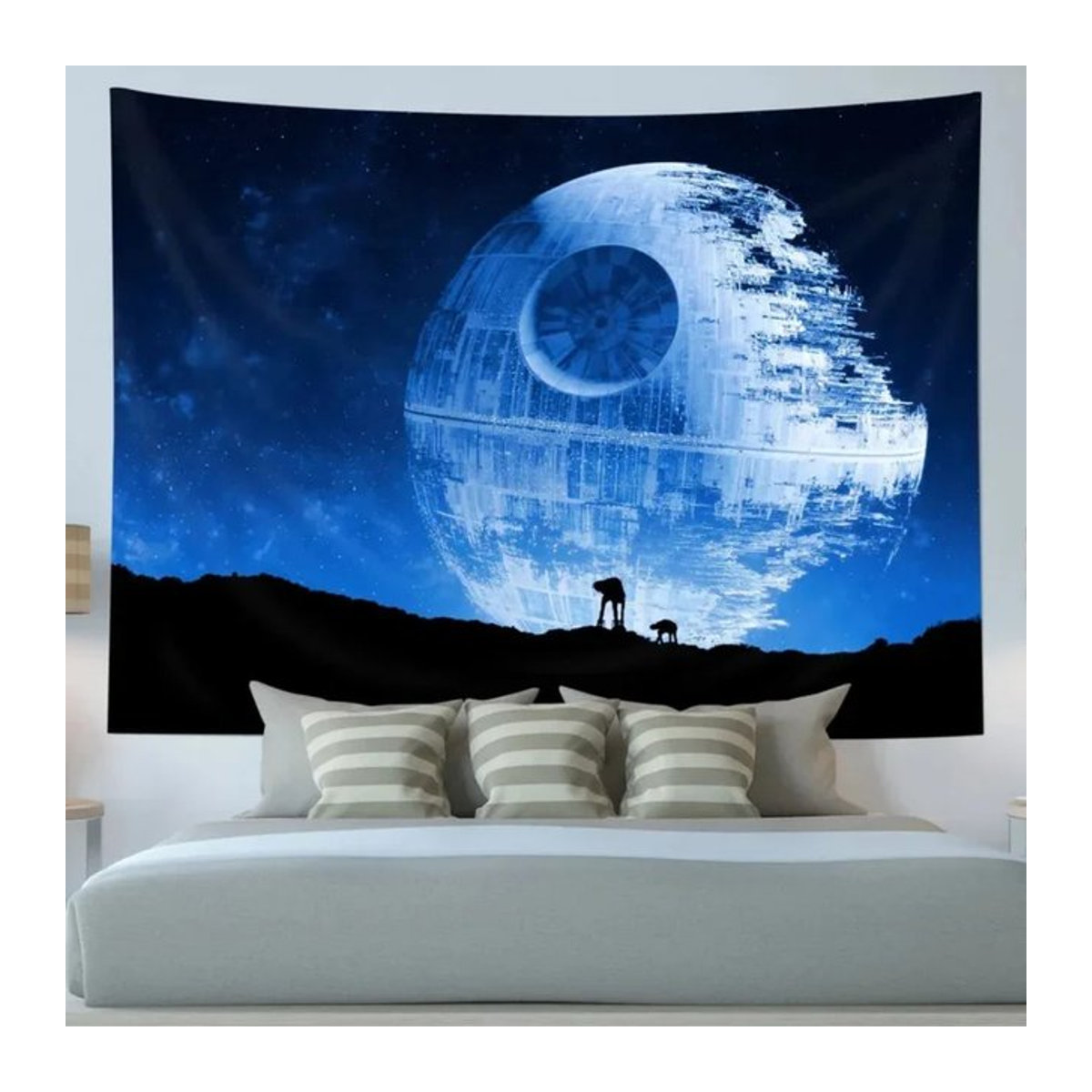 VIKAMA Tapisserie Death Planet, Wanddekoration aus Textil in Blau mit kosmischem Galaxie-Motiv, rechteckig - Bild 1