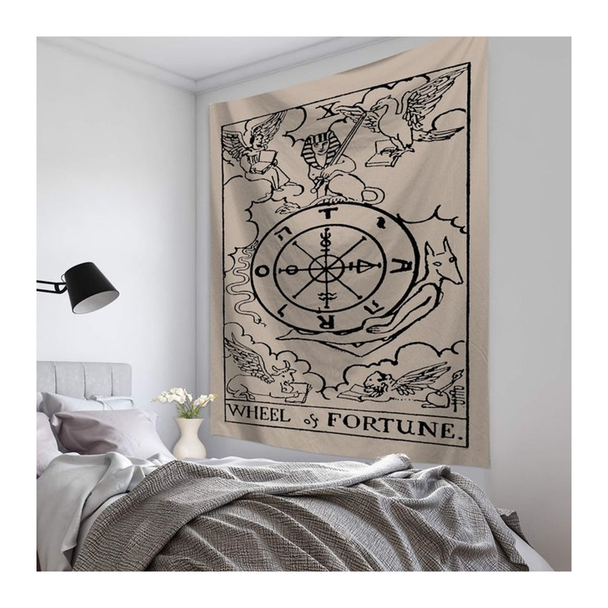 VIKAMA Tarot Wandteppich im Bohemian-Stil, Beige, Wandbehang mit abstraktem Design, B: 60 cm, H: 40 cm, T: 40 cm - Bild 1