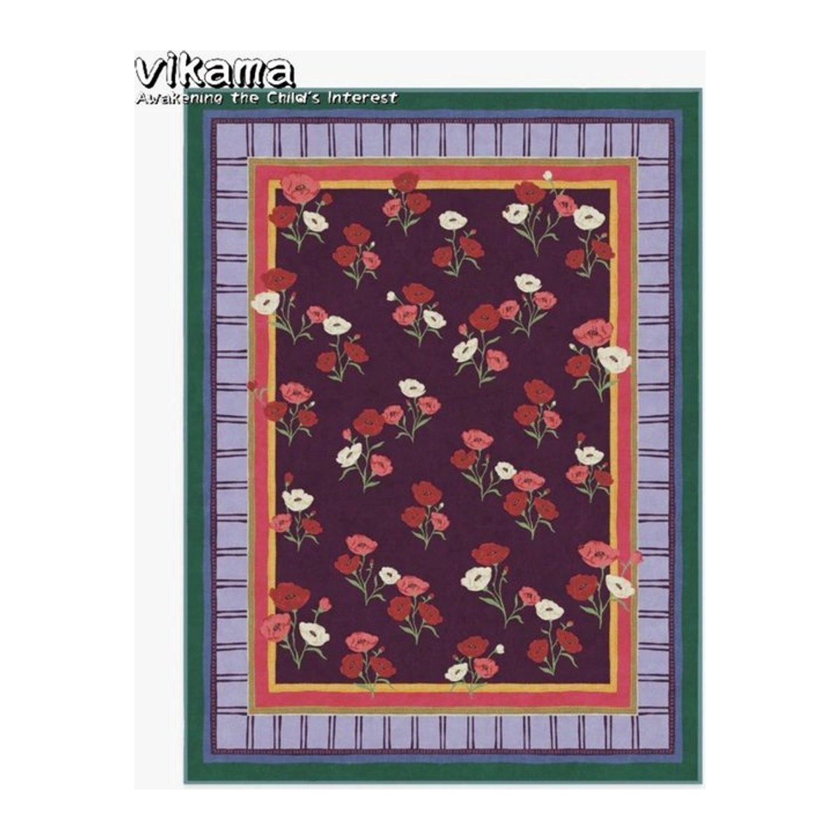 VIKAMA Teppich aus Kaschmirimitat mit Blumenmuster in Mehrfarbig - Bild 1