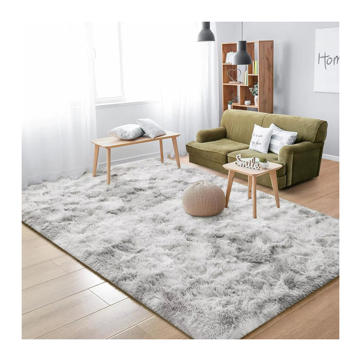 VIKAMA Teppich Grau, weicher und flauschiger Zottelteppich, rutschfest, ideal für Schlafzimmer, Wohnzimmer und Kinderzimmer - Bild 2