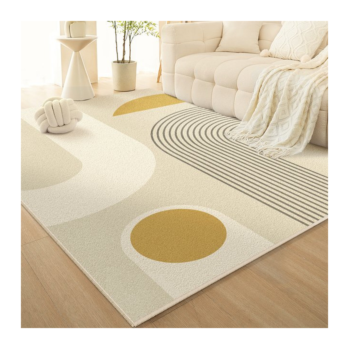 VIKAMA Teppich im französischen Creme-Stil, rutschfeste Bodenmatte für Wohnzimmer und Schlafzimmer, mehrfarbig - Bild 1