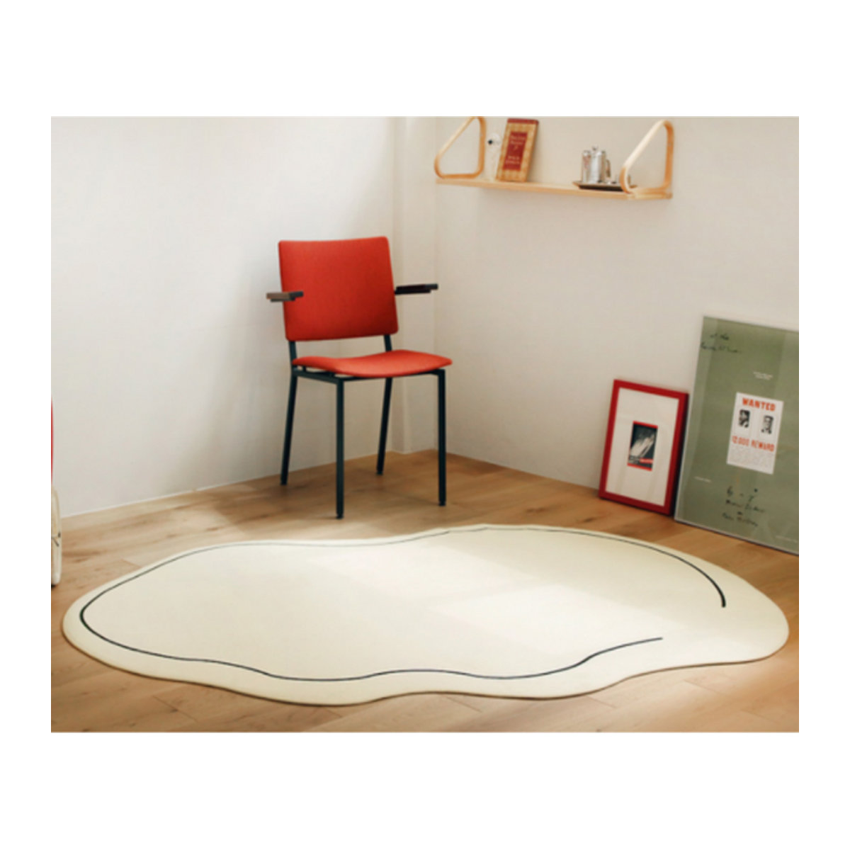 VIKAMA Teppich im japanischen Stil in Creme mit unregelmäßiger Form für dein Wohnzimmer - Bild 1
