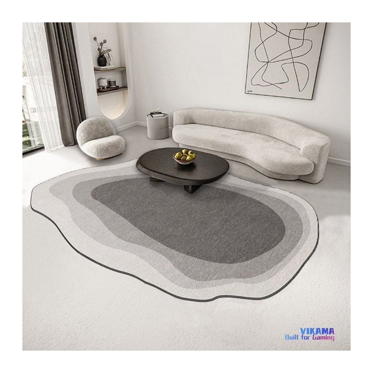 VIKAMA Teppich im Morandi Wabi-Sabi-Stil mit Kristall-Blumenmuster in Grau für Wohnzimmer und Schlafzimmer - Bild 1