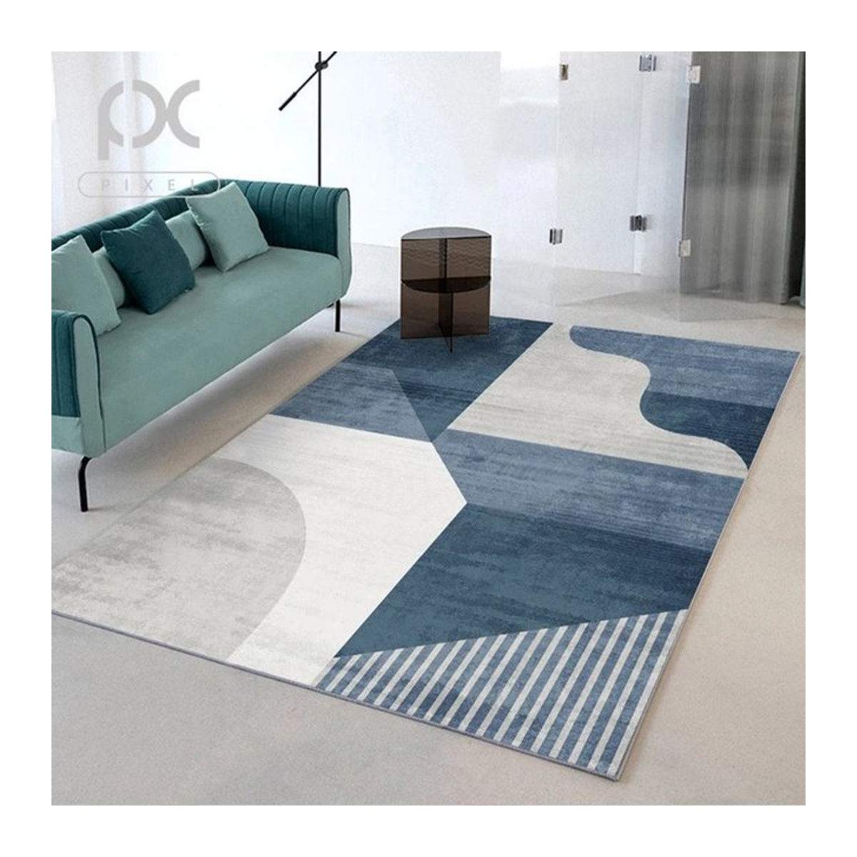 VIKAMA Teppich im nordischen Stil mit geometrischem Muster, mehrfarbig, rutschfest und leise, ideal als Bodenmatte für dein Wohnzimmer oder Schlafzimmer - Bild 1