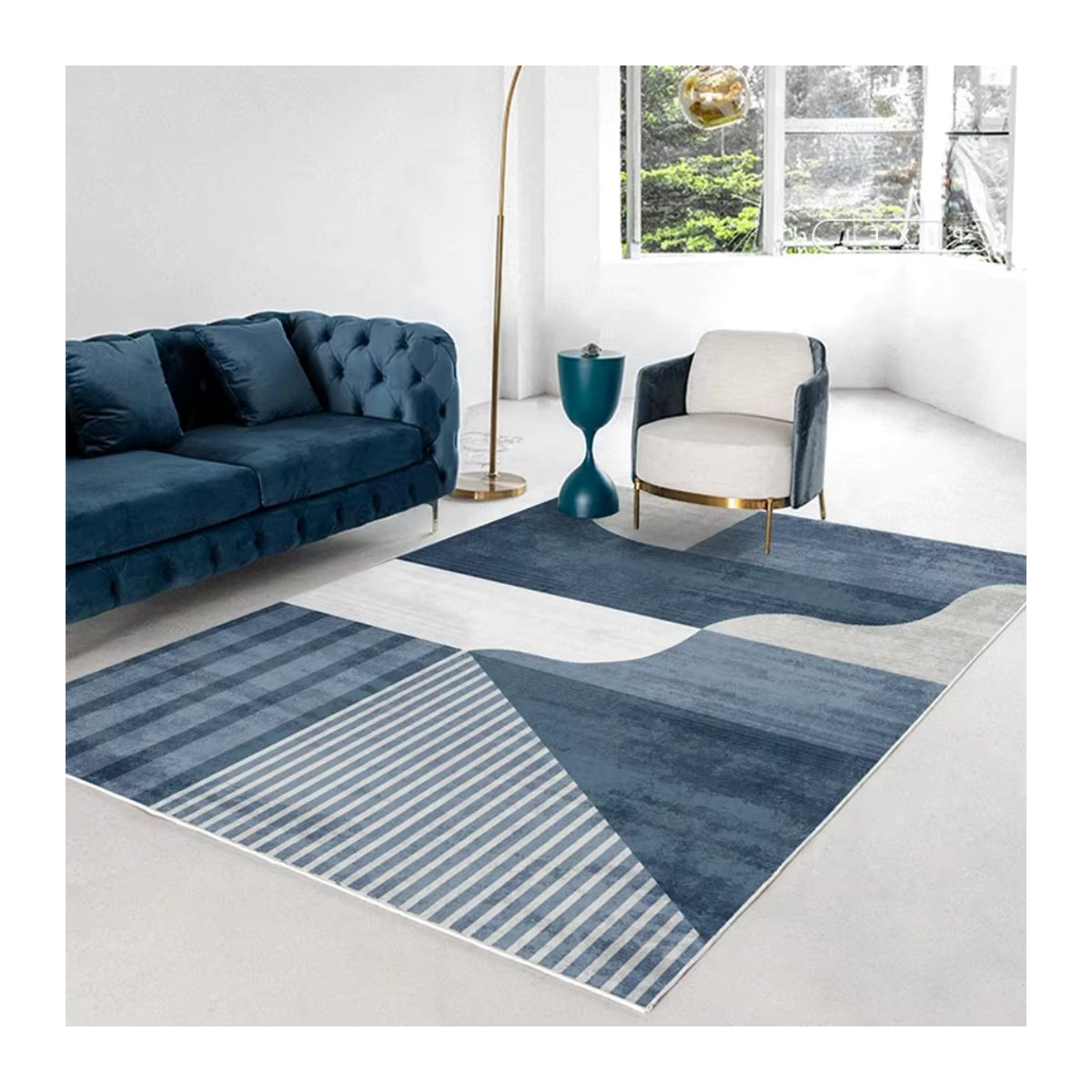 VIKAMA Teppich im nordischen Stil mit geometrischem Muster, mehrfarbig, rutschfest und leise, ideal als Bodenmatte für dein Wohnzimmer oder Schlafzimmer - Bild 2