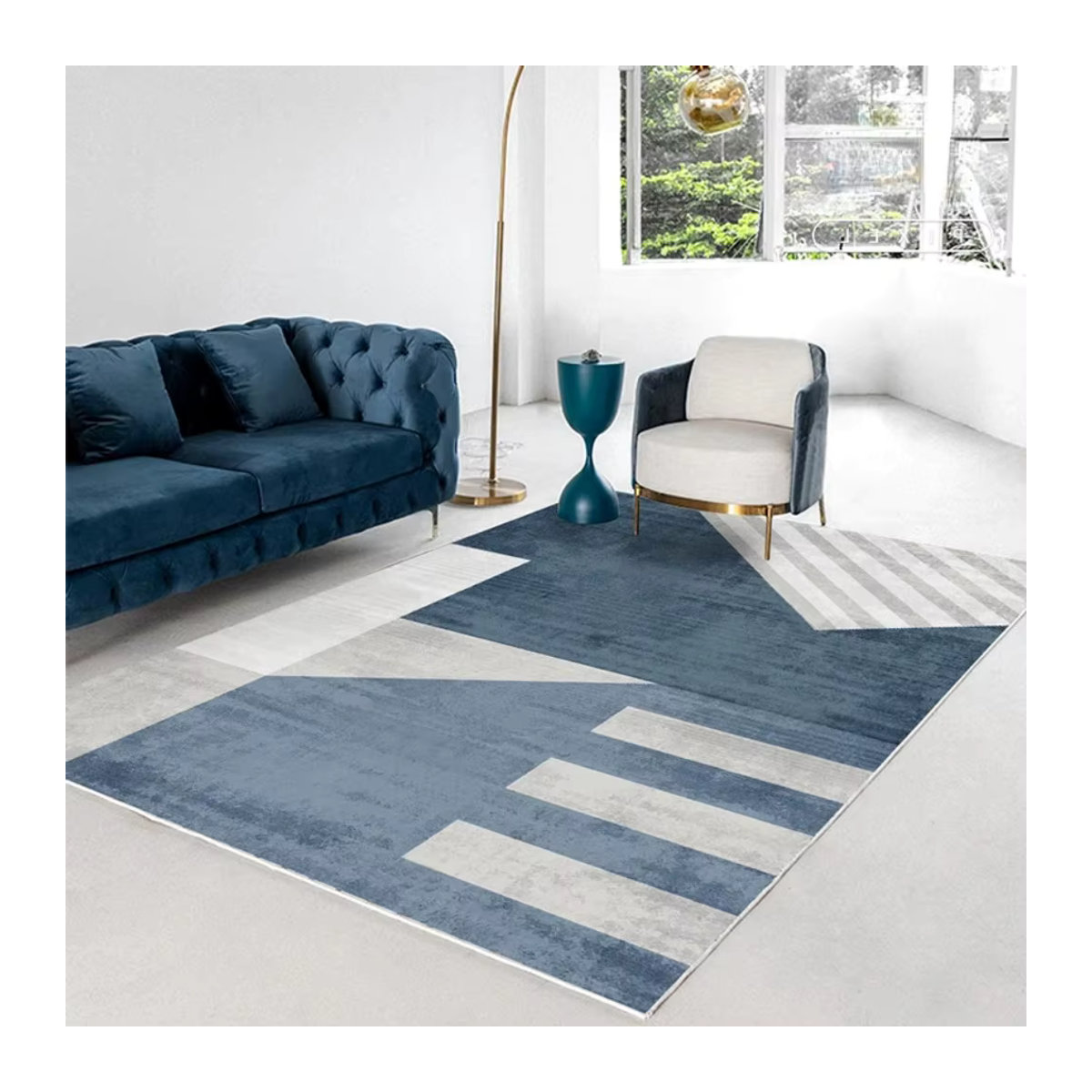 VIKAMA Teppich im nordischen Stil mit geometrischem Muster, mehrfarbig, rutschfest und leise, ideal als Bodenmatte für dein Wohnzimmer oder Schlafzimmer - Bild 3