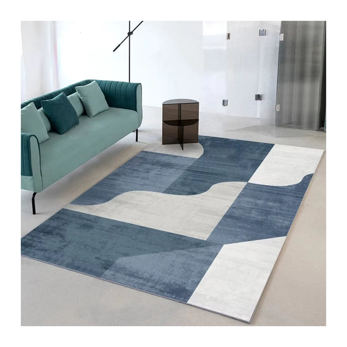 VIKAMA Teppich im nordischen Stil mit geometrischem Muster, mehrfarbig, rutschfest und leise, ideal als Bodenmatte für dein Wohnzimmer oder Schlafzimmer - Bild 4