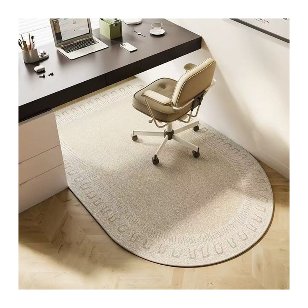 VIKAMA Teppich in Beige für Arbeitszimmer und Schlafzimmer, rutschfest und verschleißfest - Bild 1