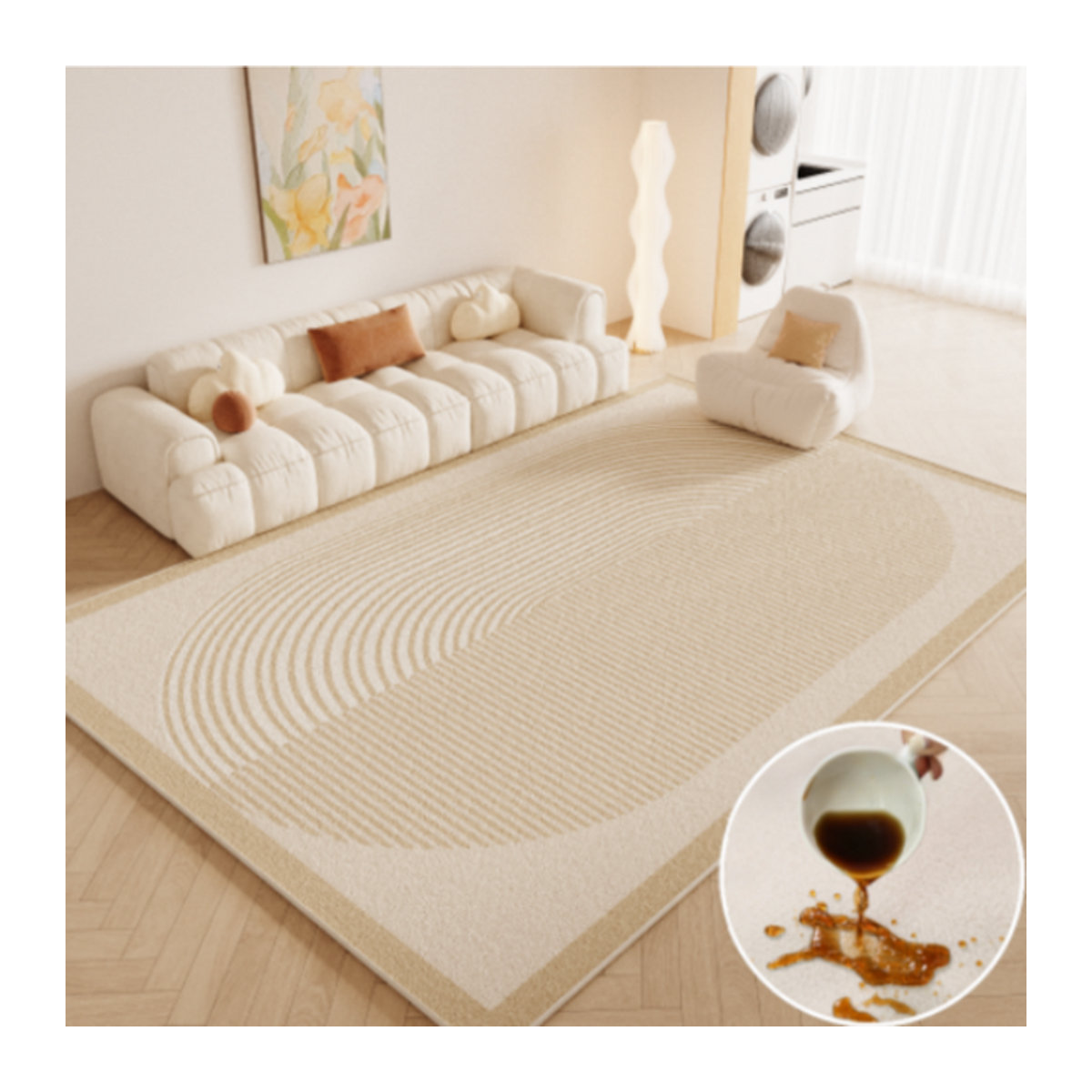 VIKAMA Teppich in Beige für Wohnzimmer und Schlafzimmer - Bild 1