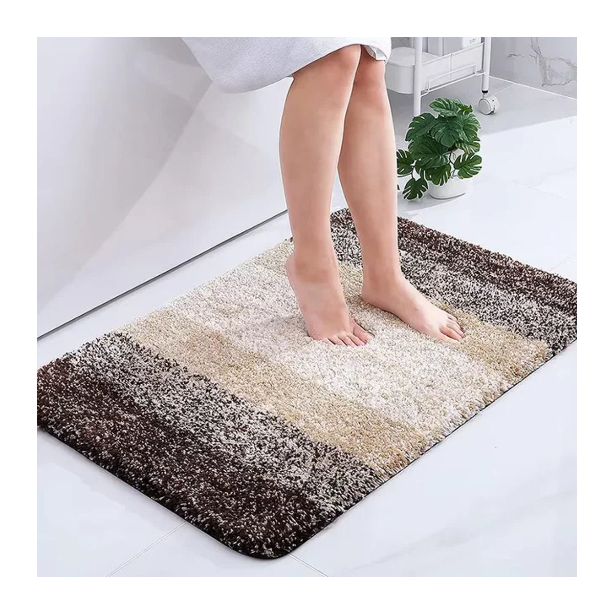VIKAMA Teppich in Imitation Kaschmir, braun, weiche Bodenmatte für Badezimmer, Wohnzimmer oder Eingangsbereich - Bild 1