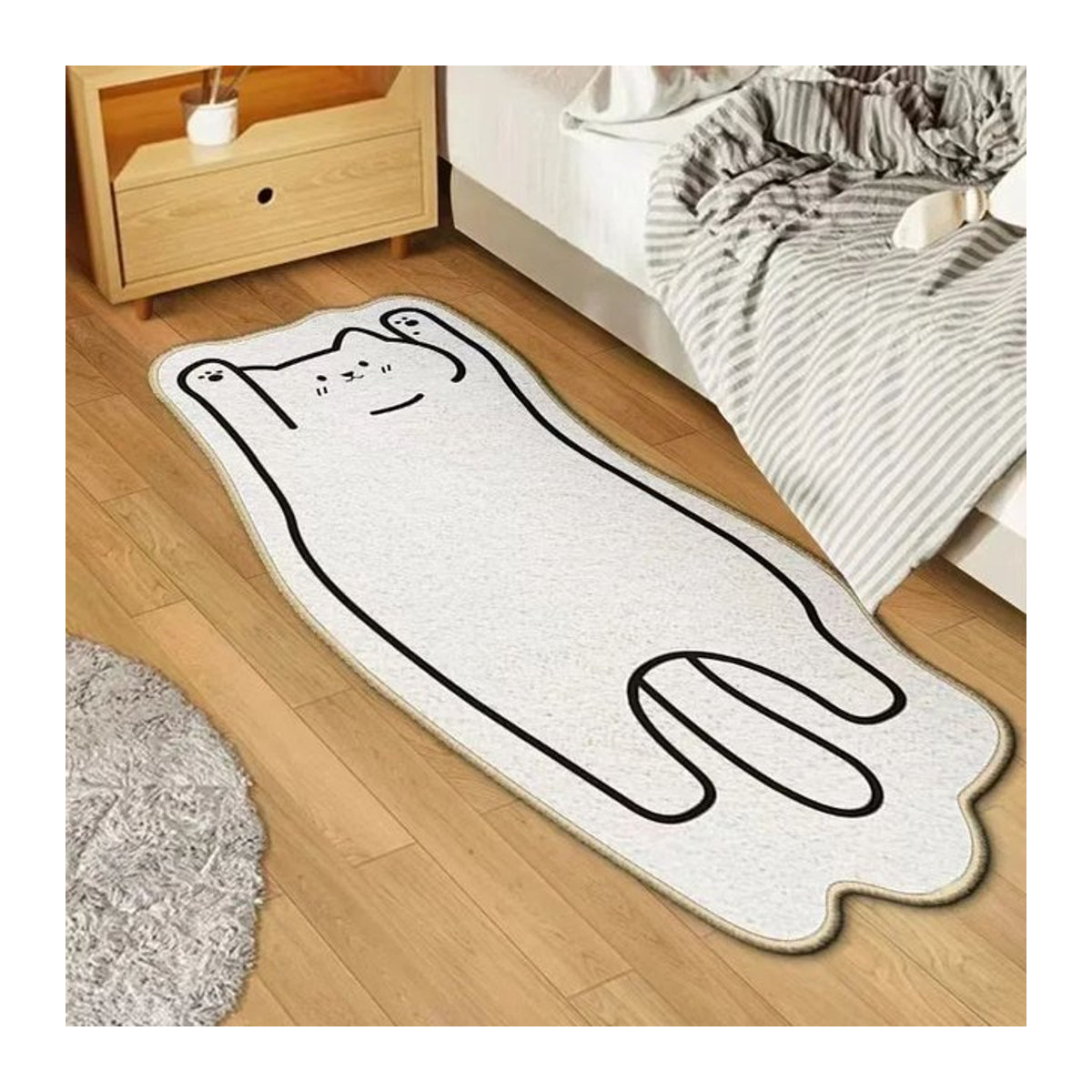 VIKAMA Teppich in Weiß mit Cartoon-Design aus Imitations-Kaschmir, rutschfest und waschbar für Wohnzimmer und Schlafzimmer - Bild 1