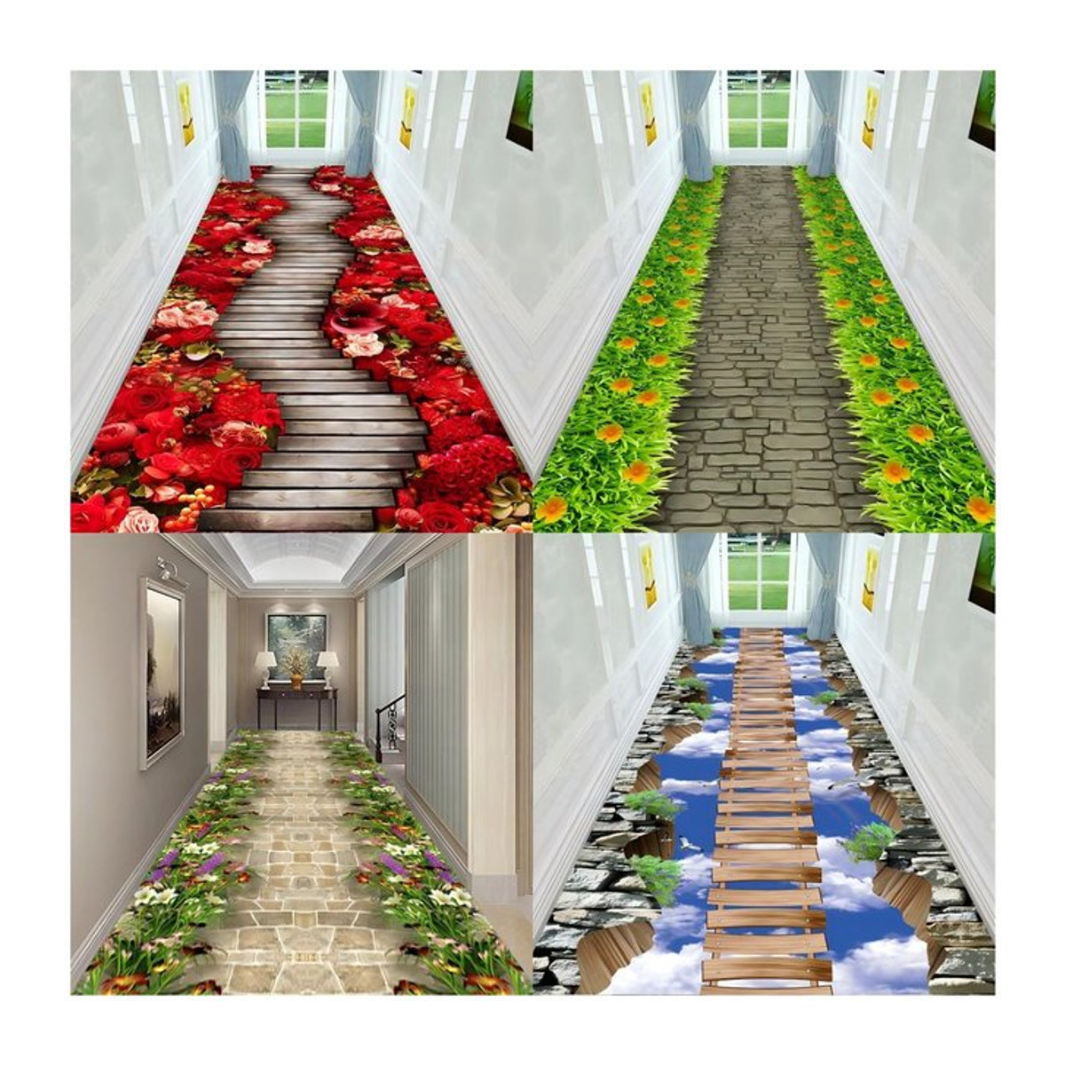 VIKAMA Teppich mit 3D Blume Landschaftsmotiv, rutschfest und mehrfarbig, ideal für Wohnzimmer, Schlafzimmer oder Flur - Bild 1