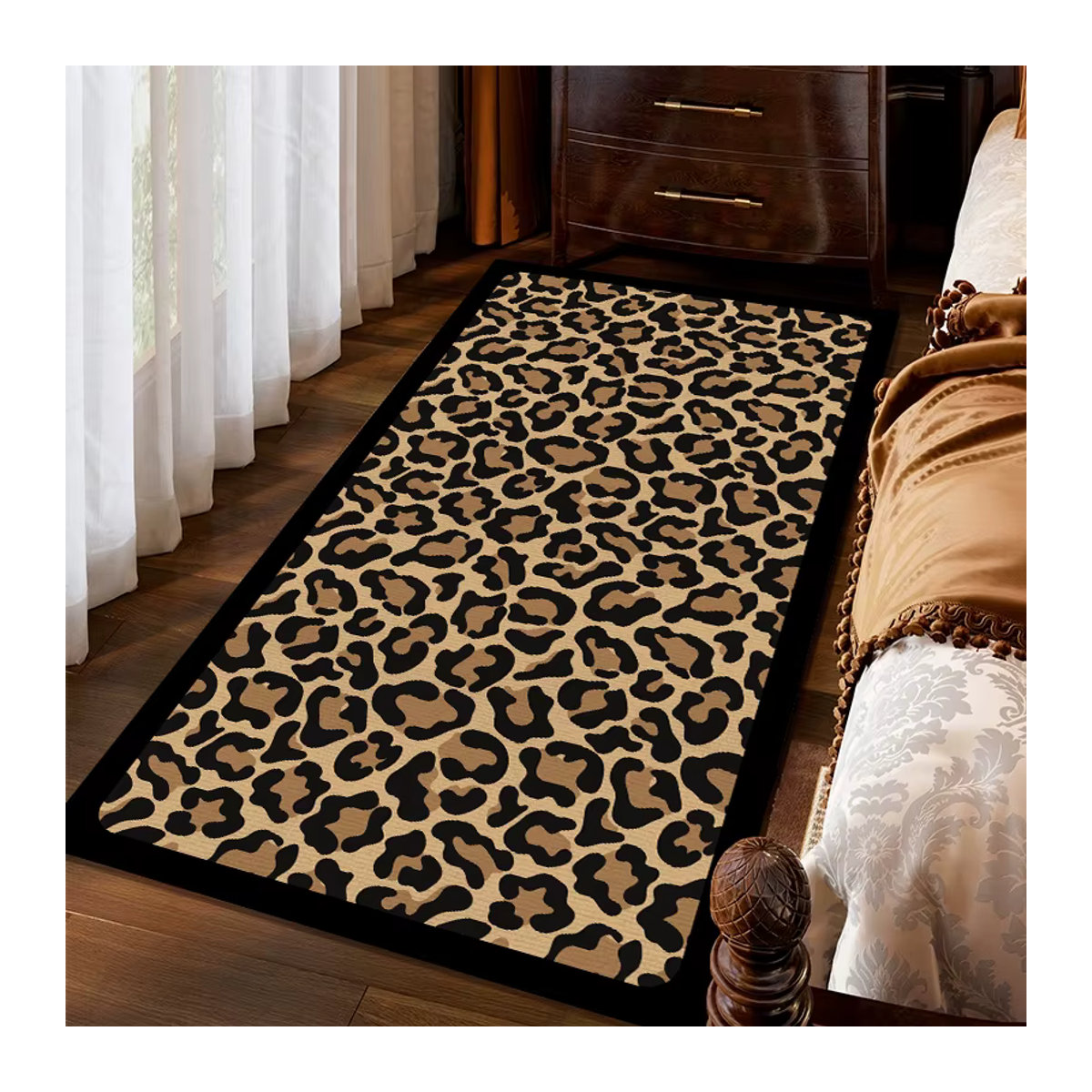 VIKAMA Teppich mit amerikanischem Leopardenmuster in Braun, schmutzabweisende Bodenmatte für Schlafzimmer und Korridor - Bild 2