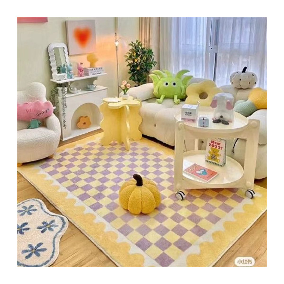 VIKAMA Teppich mit Blumenmuster in Rosa und Mehrfarbig, weicher Kaschmir-Imitat Teppich für Wohnzimmer und Schlafzimmer - Bild 1