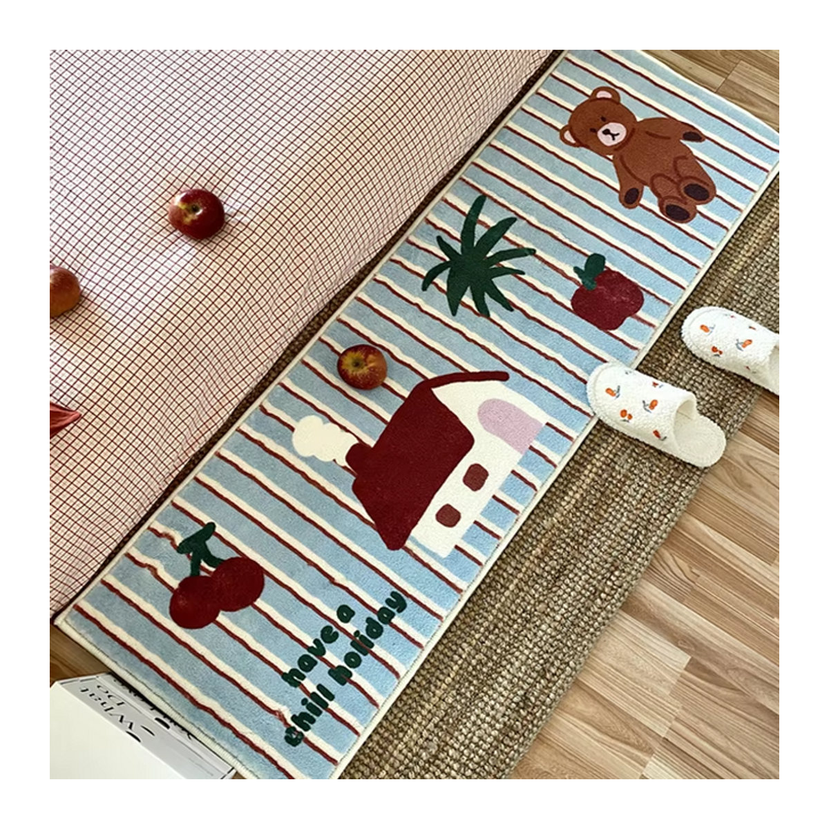 VIKAMA Teppich mit Kirsch-Erkerfenster-Design, mehrfarbig, tufted Bodenmatte für Schlafzimmer und Badezimmer - Bild 1