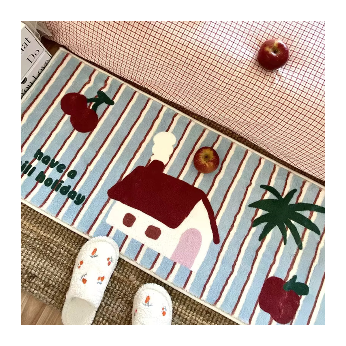 VIKAMA Teppich mit Kirsch-Erkerfenster-Design, mehrfarbig, tufted Bodenmatte für Schlafzimmer und Badezimmer - Bild 2