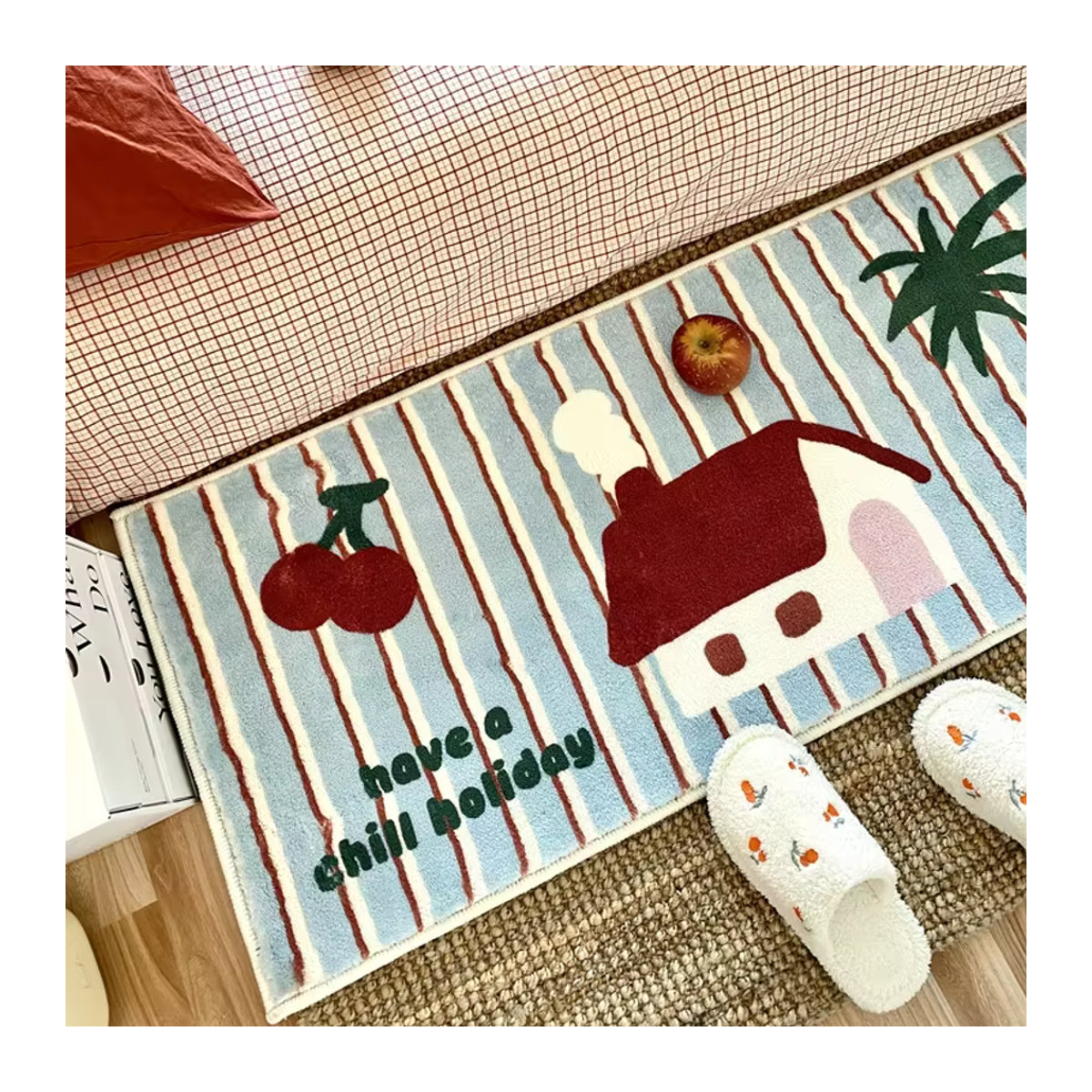 VIKAMA Teppich mit Kirsch-Erkerfenster-Design, mehrfarbig, tufted Bodenmatte für Schlafzimmer und Badezimmer - Bild 3