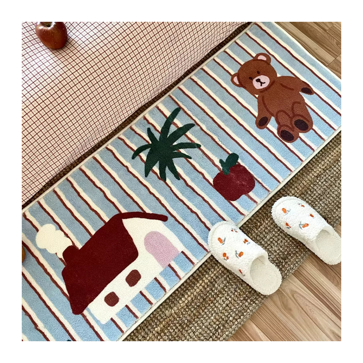 VIKAMA Teppich mit Kirsch-Erkerfenster-Design, mehrfarbig, tufted Bodenmatte für Schlafzimmer und Badezimmer - Bild 4