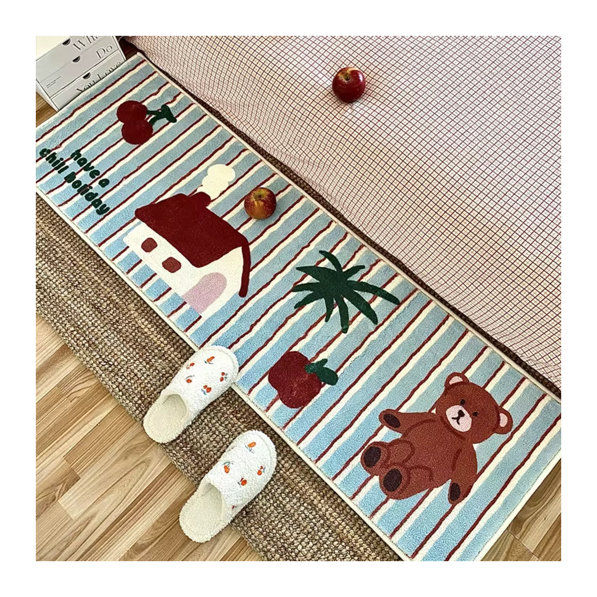 VIKAMA Teppich mit Kirsch-Erkerfenster-Design, mehrfarbig, tufted Bodenmatte für Schlafzimmer und Badezimmer - Bild 5