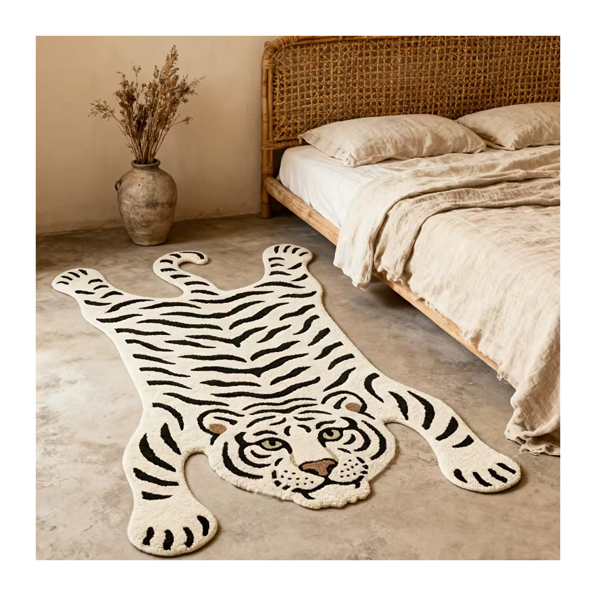 VIKAMA Teppich mit weißem Tiger-Muster, rutschfest und isolierend, ideal für Schlafzimmer, Badezimmer und Flur - Bild 2