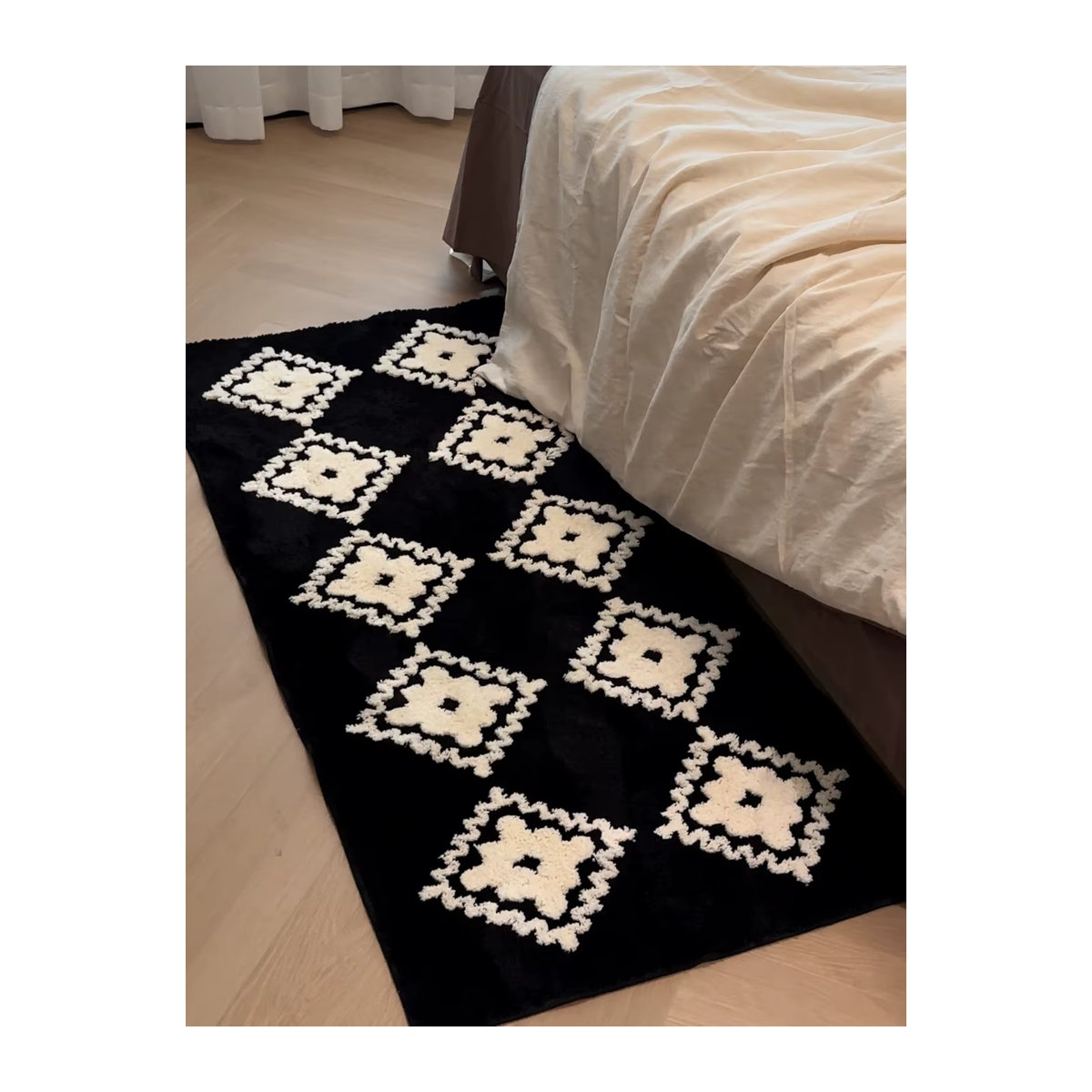 VIKAMA Tie-Dye Plüschteppich aus Seide und Wolle in Schwarz für Wohnzimmer und Dekoration - Bild 3