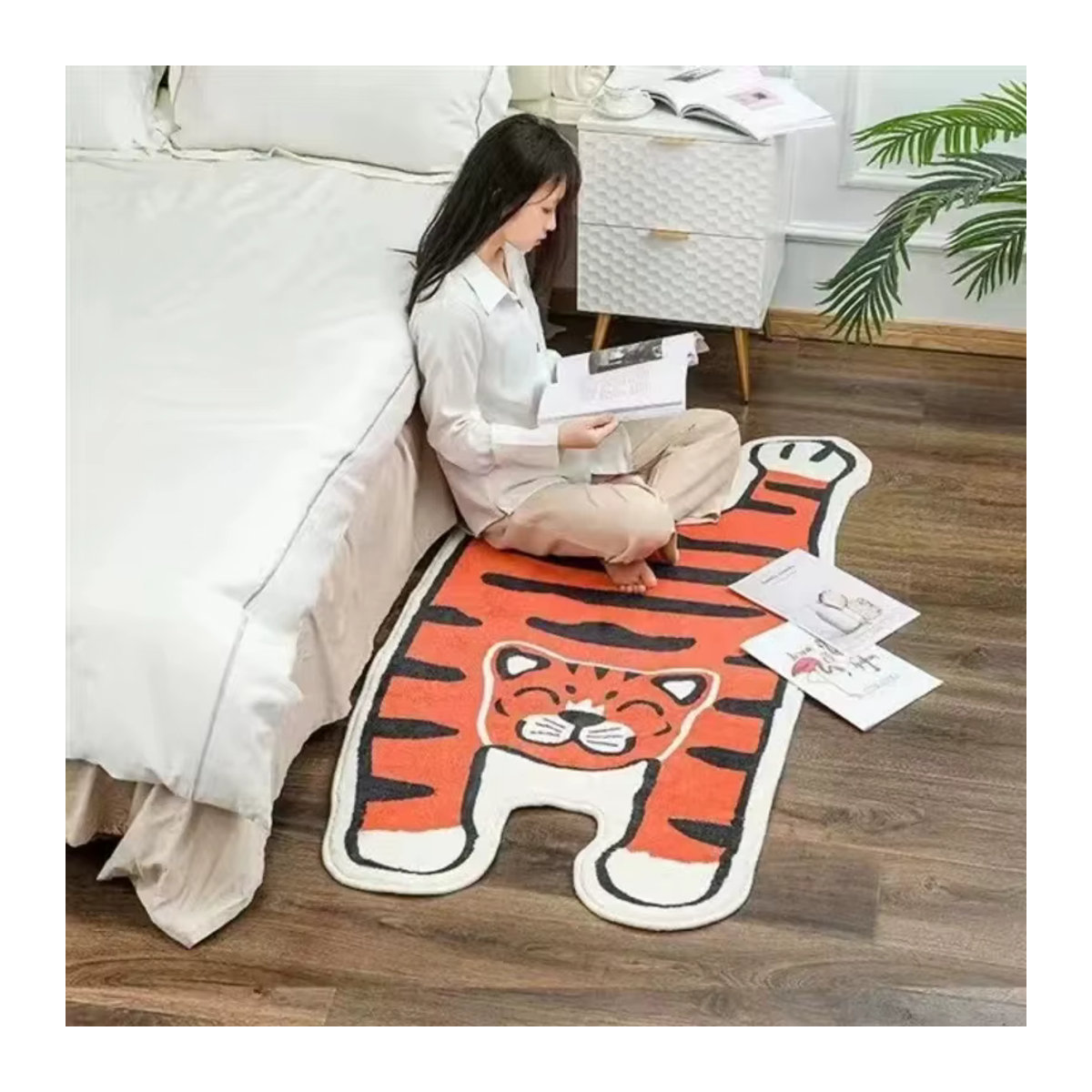 VIKAMA Tier-Teppich in Orange, weich und rutschfest für Wohnzimmer, Schlafzimmer oder Eingangsbereich - Bild 2