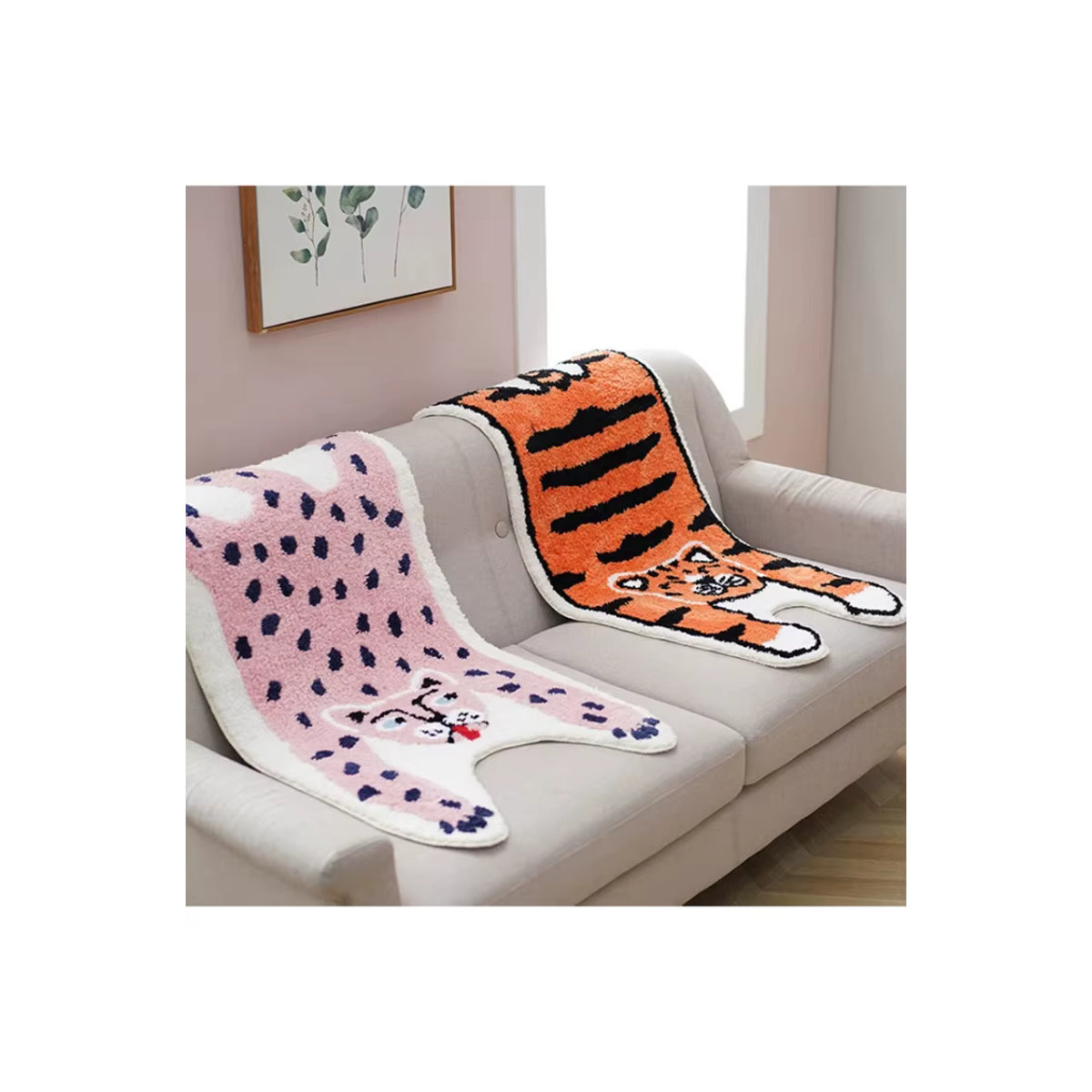VIKAMA Tier-Teppich in Orange, weich und rutschfest für Wohnzimmer, Schlafzimmer oder Eingangsbereich - Bild 3