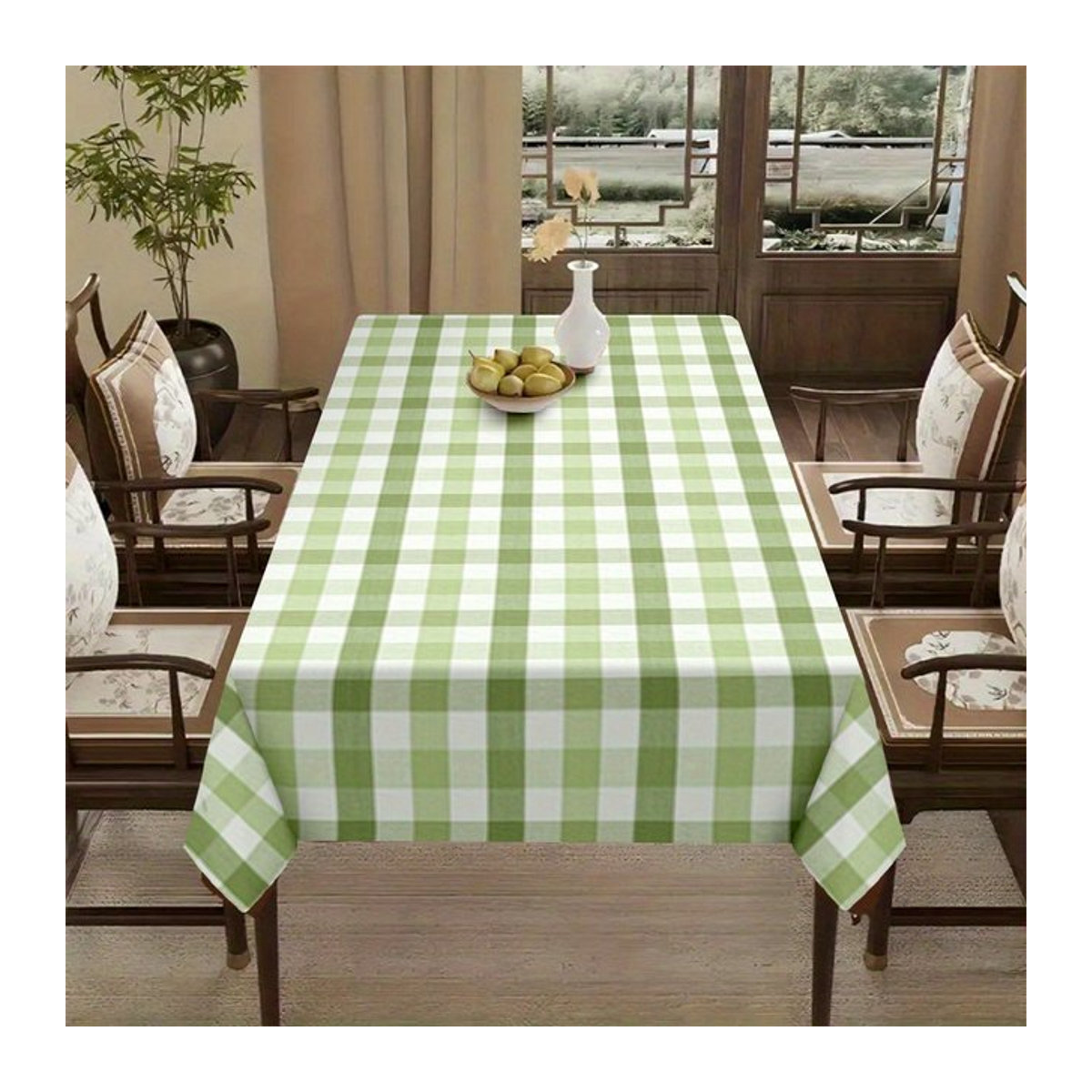 VIKAMA Tischdecke mit grün gestreiftem Muster für Picknick, Camping und Home Decor - Bild 1