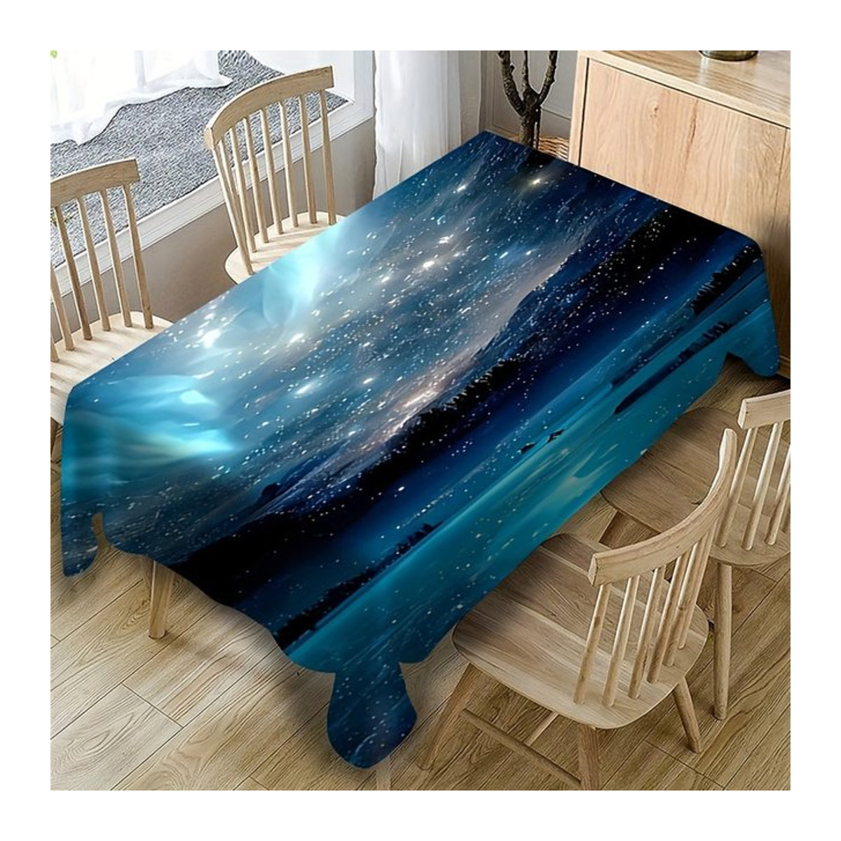 VIKAMA Tischdecke Starry Sky im Nordic Design in Blau für dein Esszimmer oder Wohnzimmer - Bild 1