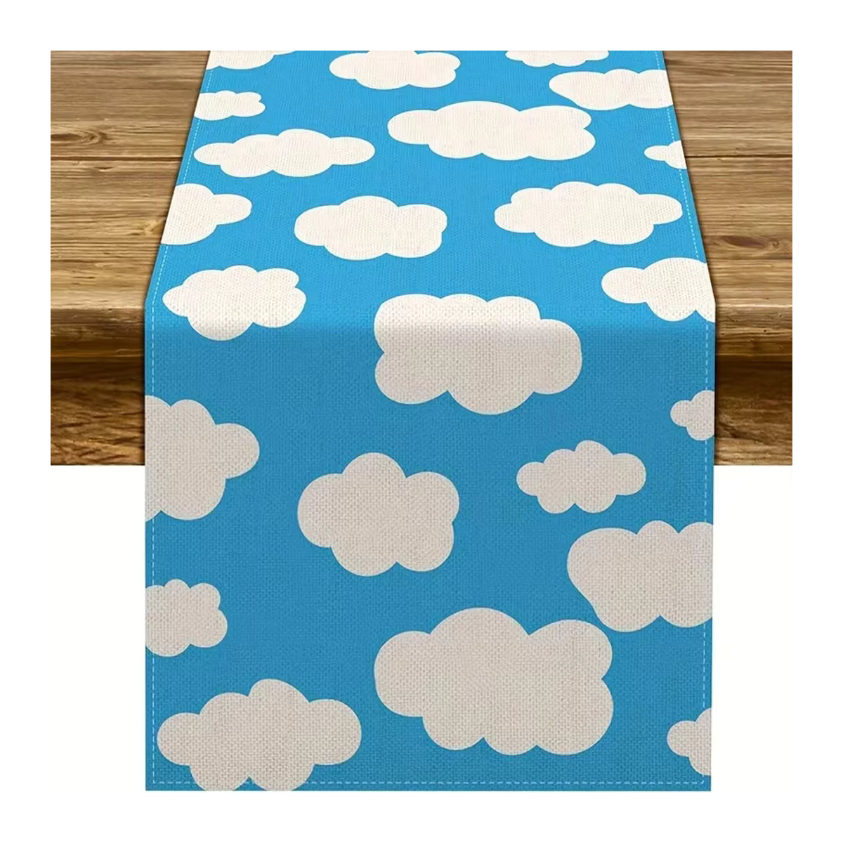 VIKAMA Tischläufer mit blauem Himmel und weißen Wolken als moderne Tischdekoration in Blau und Weiß - Bild 2