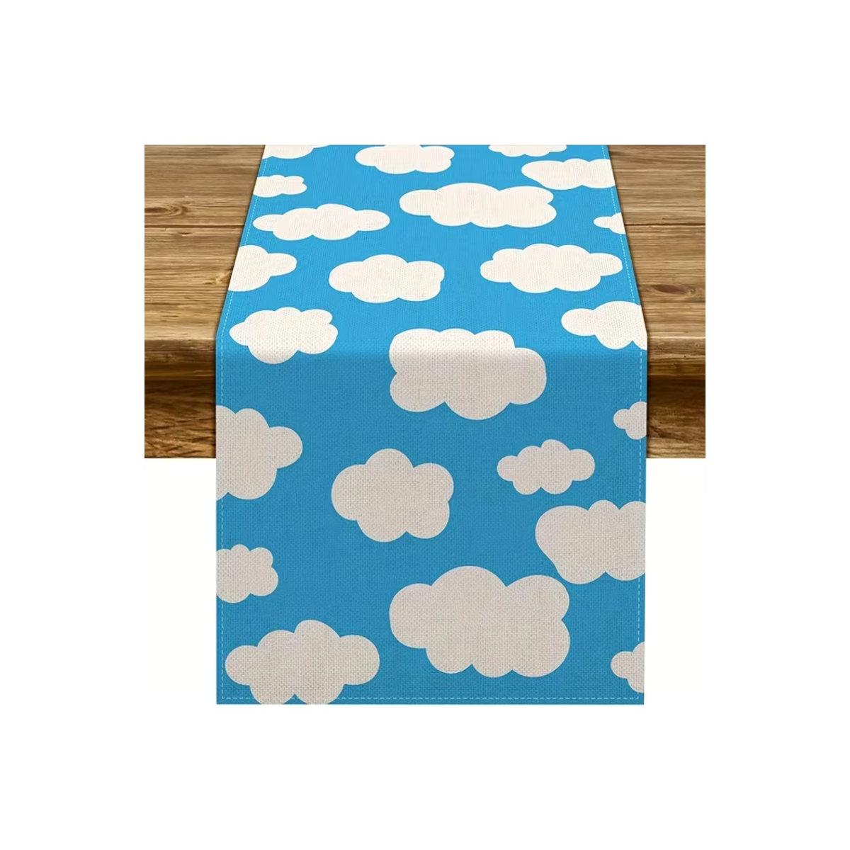 VIKAMA Tischläufer mit blauem Himmel und weißen Wolken als moderne Tischdekoration in Blau und Weiß - Bild 5
