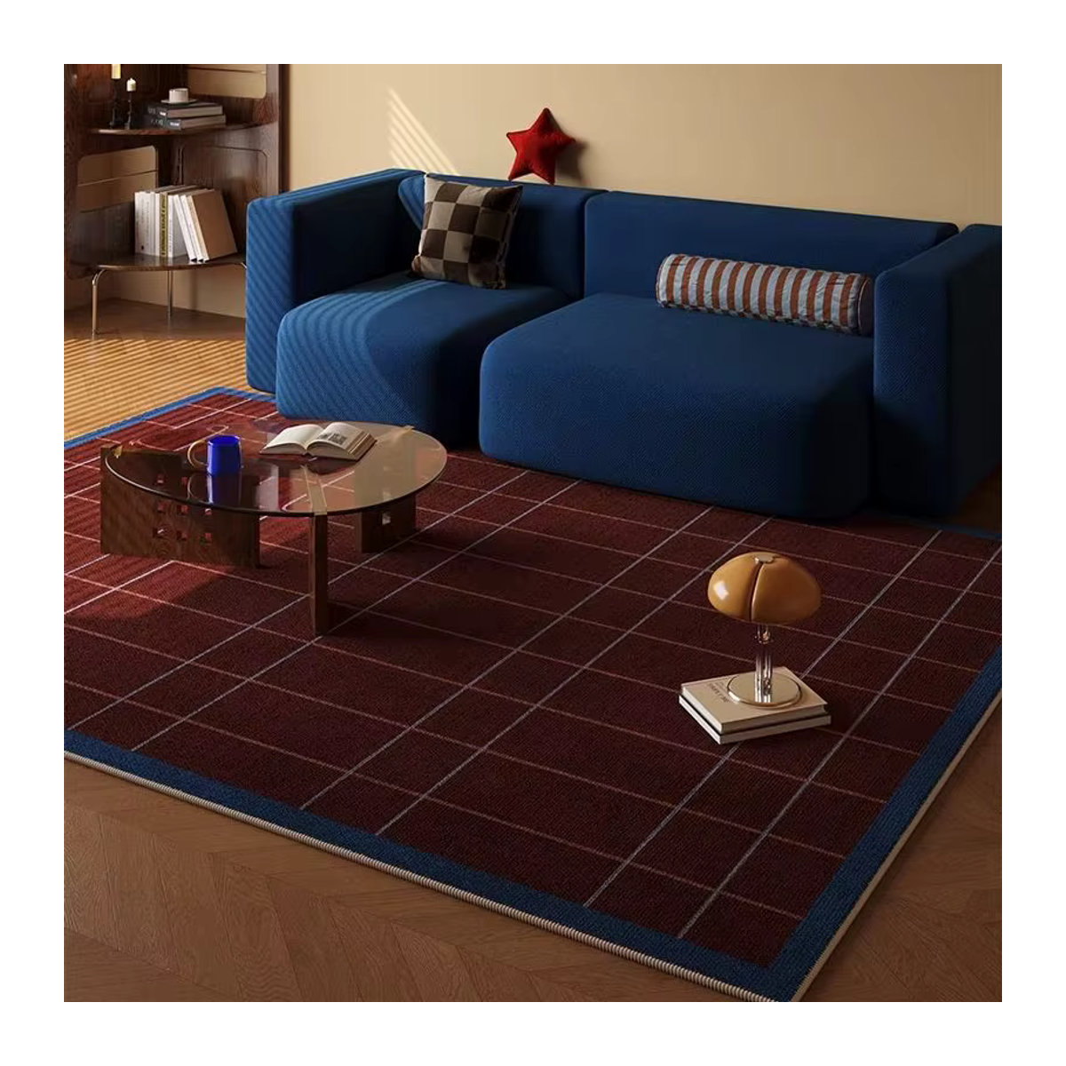 VIKAMA Vintage Bauhaus Teppich in Orange für Wohnzimmer und Schlafzimmer als rutschfeste Bodenmatte - Bild 2