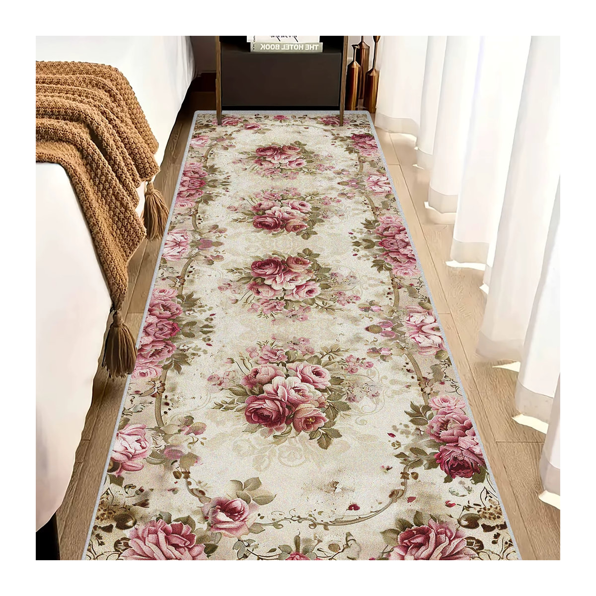 VIKAMA Vintage-Blumenteppich Mehrfarbig Rutschfeste Küchenmatte im Bauernhausstil - Bild 2