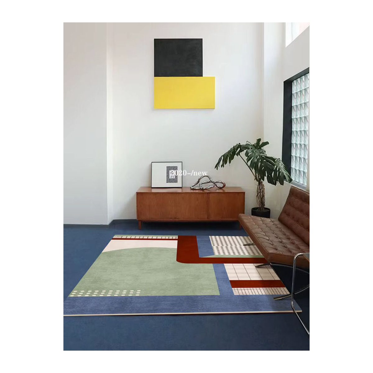 VIKAMA Vintage Teppich mit geometrischem Kreisdesign in Mehrfarbig, wasserdicht und pflegeleicht für Wohnzimmer und Schlafzimmer - Bild 2