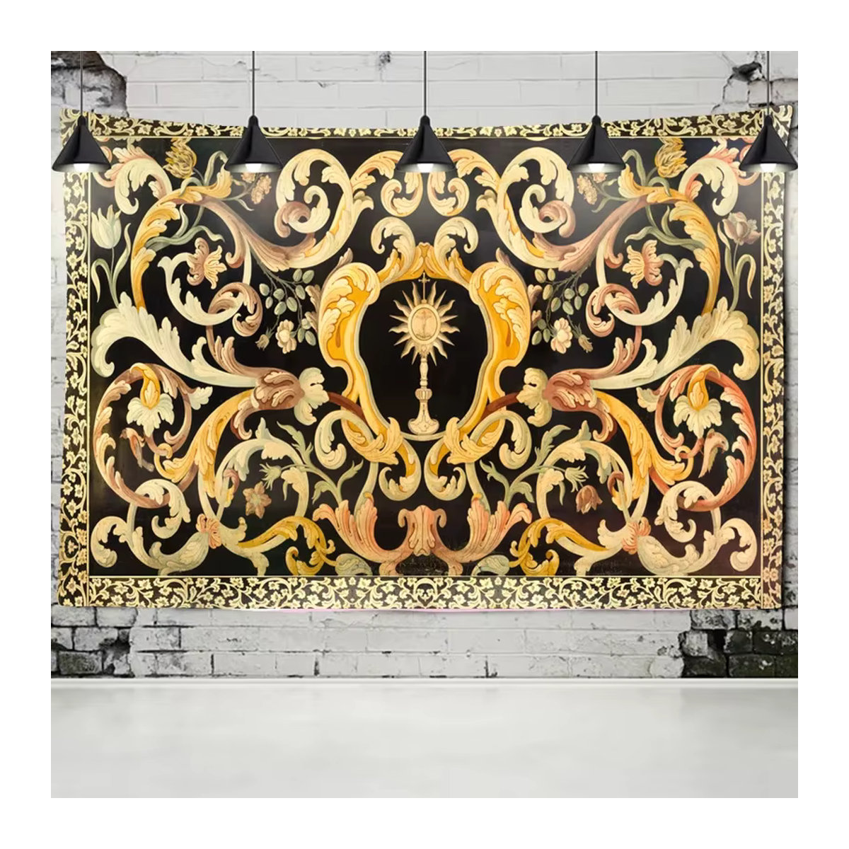 VIKAMA Vintage Wandteppich mit floralem Blumenmuster in Mehrfarbig, rechteckiger Wandbehang für Wohnzimmer und Schlafzimmer, B/H: 70 x 95 cm - Bild 6