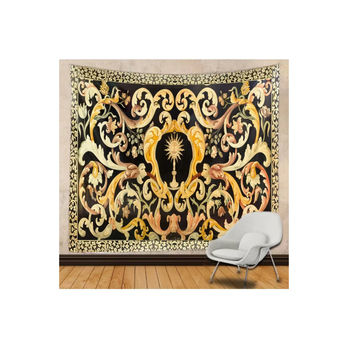 VIKAMA Vintage Wandteppich mit floralem Blumenmuster in Mehrfarbig, rechteckiger Wandbehang für Wohnzimmer und Schlafzimmer, B/H: 70 x 95 cm - Bild 7