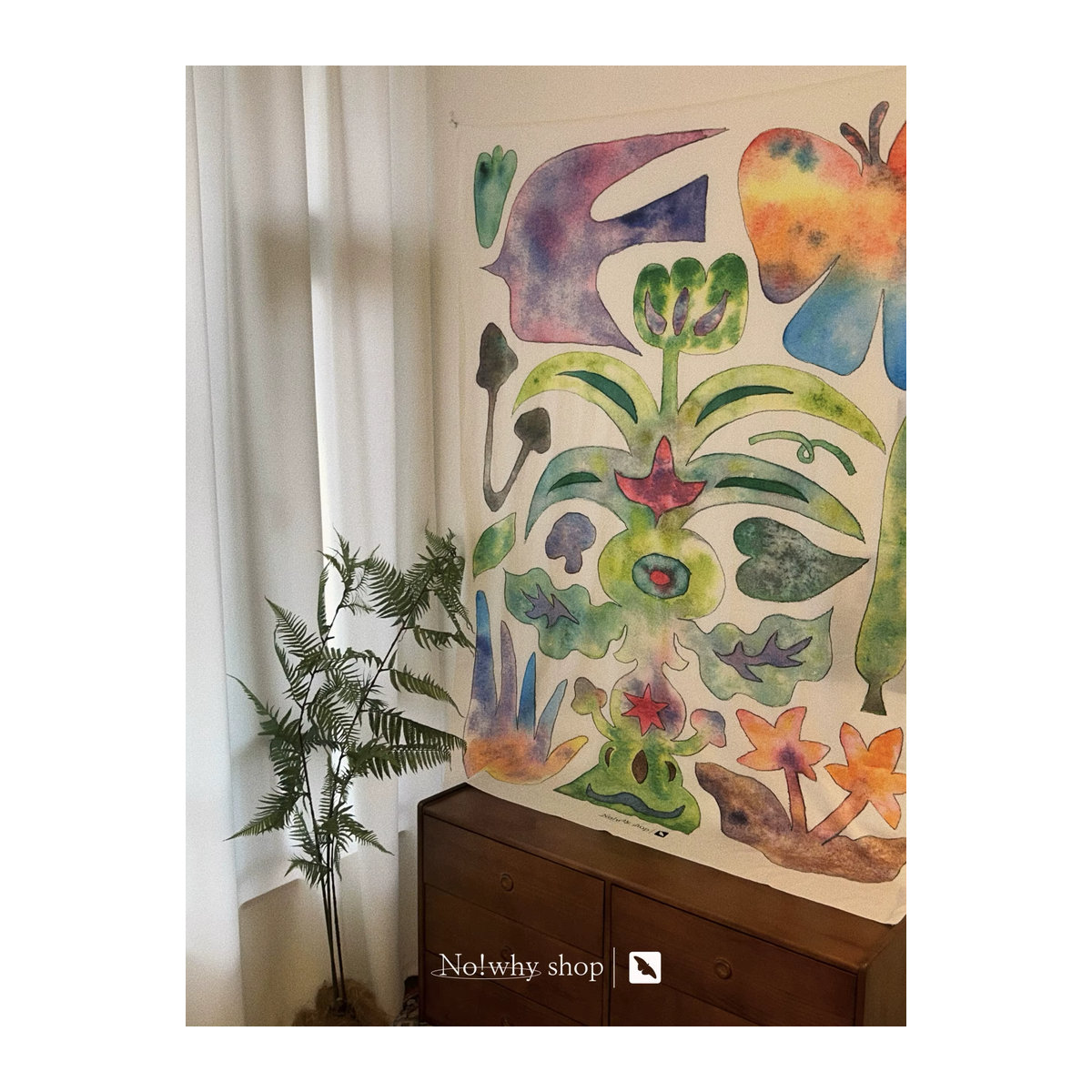 VIKAMA Wandbehang Botanischer Garten mit floralem Design, mehrfarbig, Bohemian Stil - Bild 2