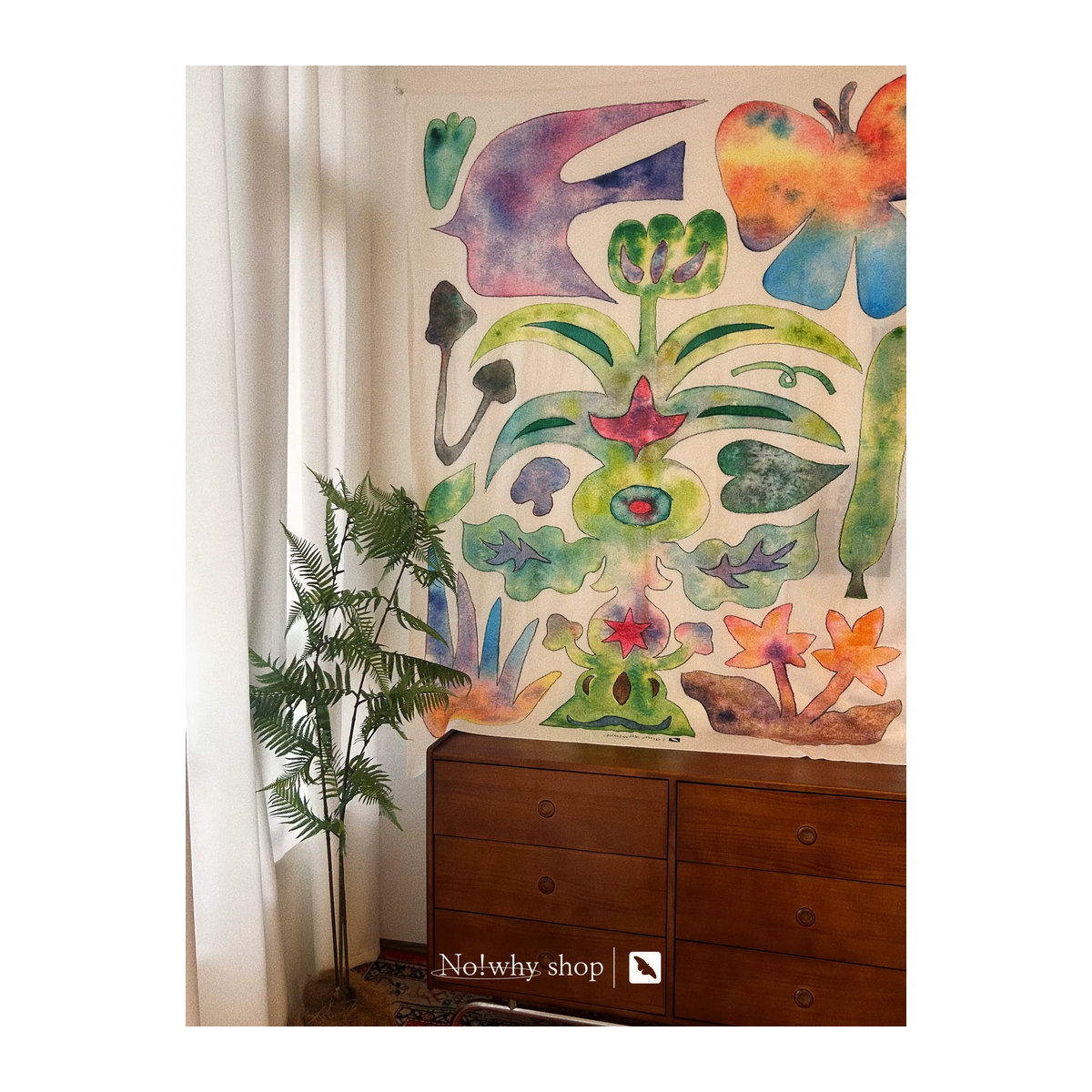 VIKAMA Wandbehang Botanischer Garten mit floralem Design, mehrfarbig, Bohemian Stil - Bild 3