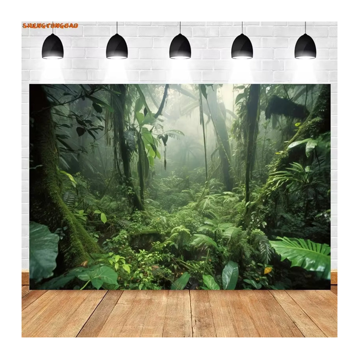 VIKAMA Wanddekoration Tropischer Regenwald Grüner Baum Hintergrund für Baby-Shower und Geburtstagsfeier, Rechteckig, B: 60 cm, H: 40 cm, T: 40 cm - Bild 2
