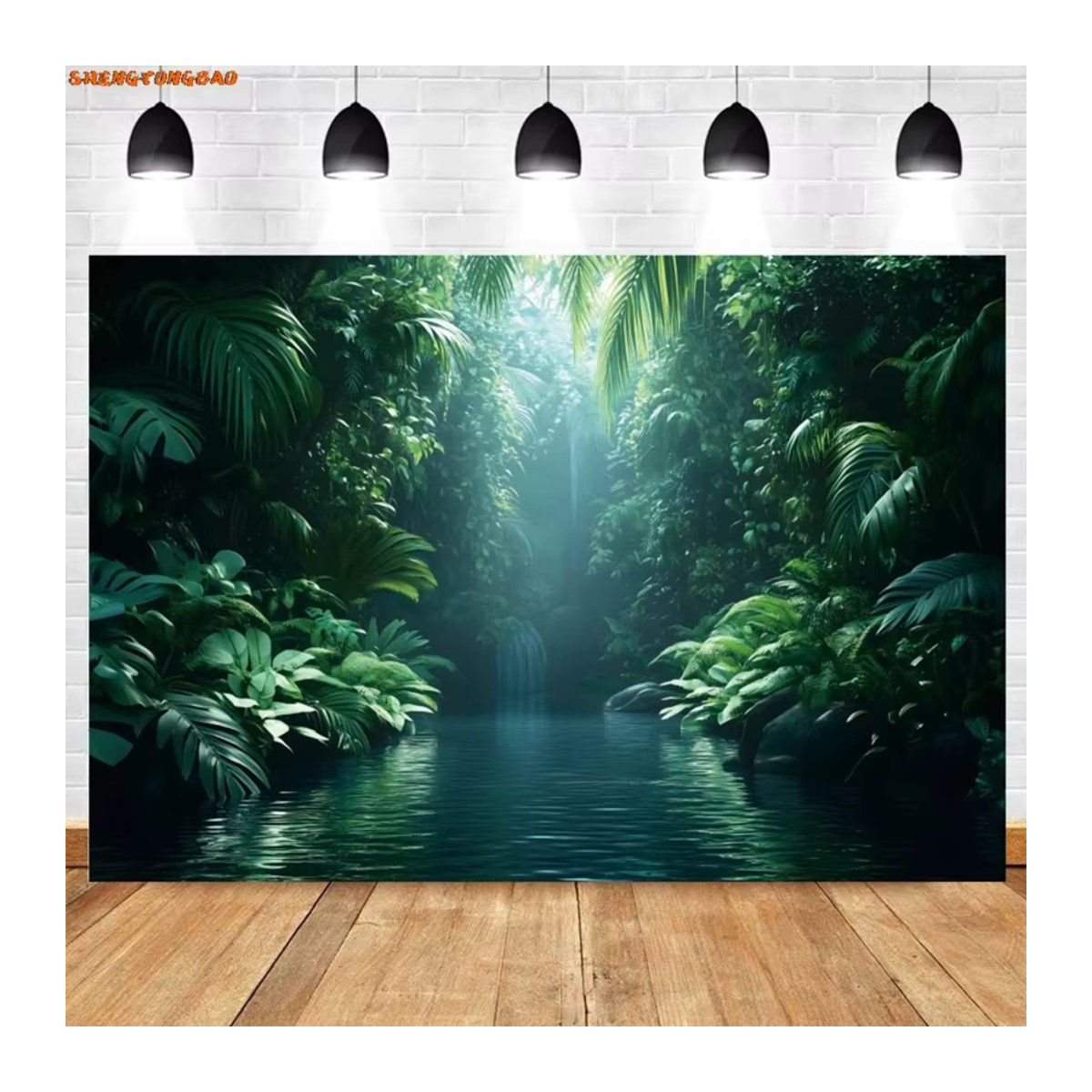 VIKAMA Wanddekoration Tropischer Regenwald Grüner Baum Hintergrund für Baby-Shower und Geburtstagsfeier, Rechteckig, B: 60 cm, H: 40 cm, T: 40 cm - Bild 3