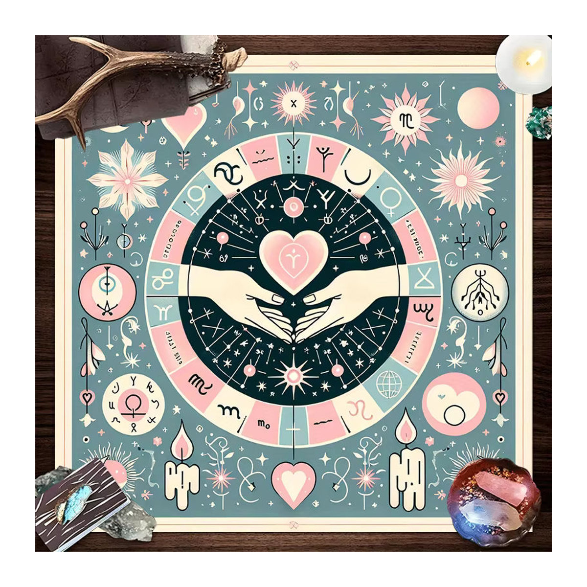 VIKAMA Wandtapete mit Sternen, Sonne und Mond im Bohemian-Stil, mehrfarbig, abstraktes geometrisches Design für Schlafzimmer und Altar - Bild 2