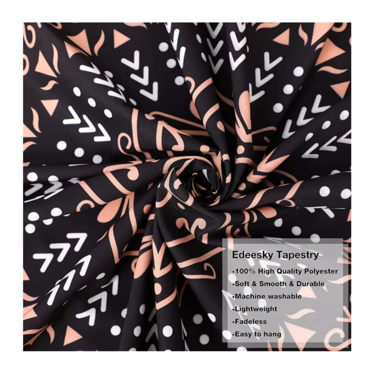 VIKAMA Wandteppich Allsehendes Auge in Schwarzgold, Abstraktes Textil-Dekorationsobjekt aus Polyester, B/H: 60 x 90 cm - Bild 1